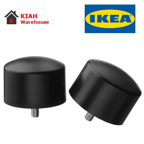 IKEA RAFFIG Finials (1 Pair) Black White Fits RACKA and HUGAD Curtain