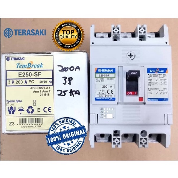 ✨100% ORIGINAL + BEST QUALITY + READY STOCK✨ TERASAKI TemBreak 2 E250-SF 3  Pole 25kA 150A 200A MCCB | Shopee Malaysia