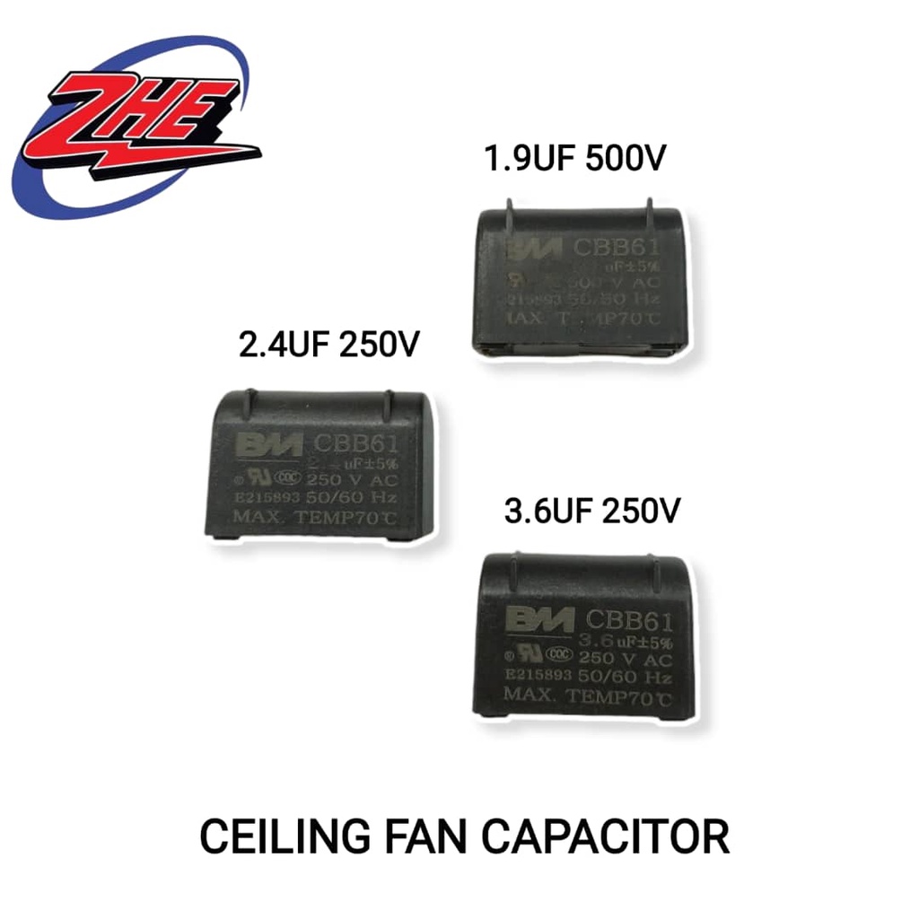 KDK PANASONIC CEILING FAN CONDENSER CAPACITOR 1.9UF 500V 2.4UF 250V 3