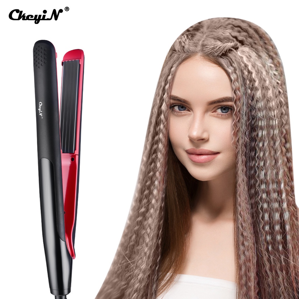 CkeyiN Upgraded Crimper Iron LCD Display Hair Crimper For Fluffy