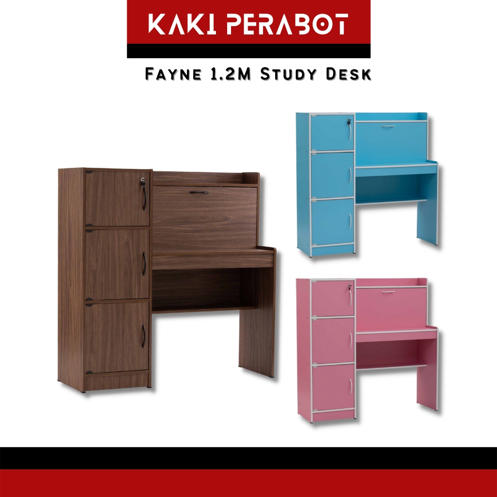 FAYNE 1.2M Kids Study Table With Book Shelf Rack Study Desk Meja ...
