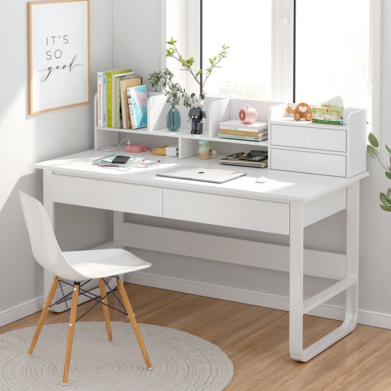 Desk with Bookshelf One Table Home with Drawers Student Study Desk Girl  Bedroom - China Computer Desks, Study Table Computer Desk