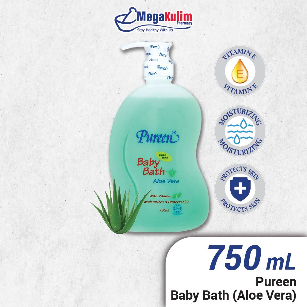 Pureen Baby Bath & Shampoo 750mL (No Flavour / Peach / Aloe Vera / Head ...