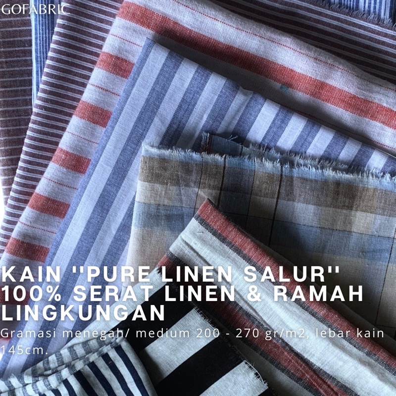 Striped and patterned linen fabric patterned linen garmentPURE | Shopee ...