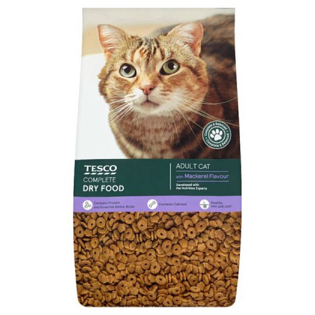 REPACK TESCO CAT FOOD ADULT CAT COMPLETE DRY FOOD TESCO 1KG WITH ASSORTED FLAVOUR