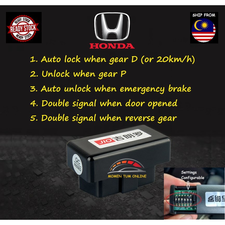 Honda Obd Auto Door Lock Settings Configurable Shopee Malaysia
