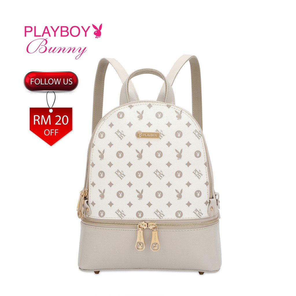 Playboy Ladies Monogram Backpack BQB 343 7 Beige Shopee Malaysia