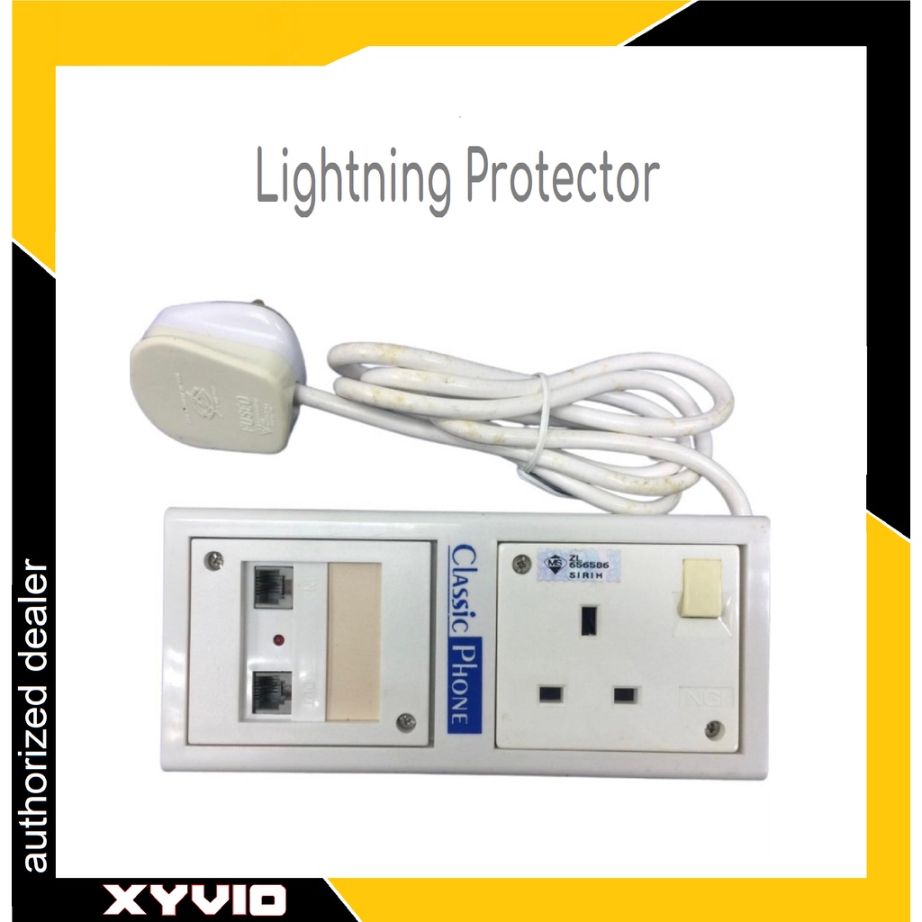 Power lightning with phone line Protector Extender Plug | Shopee Malaysia