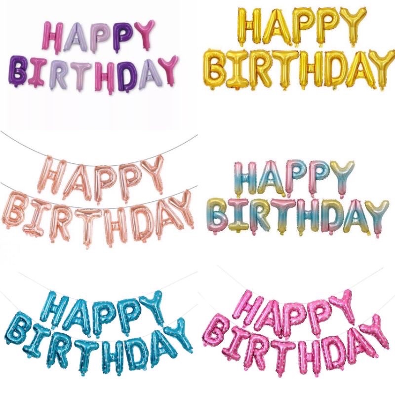 HAPPY BIRTHDAY Letter balloon Set (13 Pieces) Foil | Shopee Malaysia