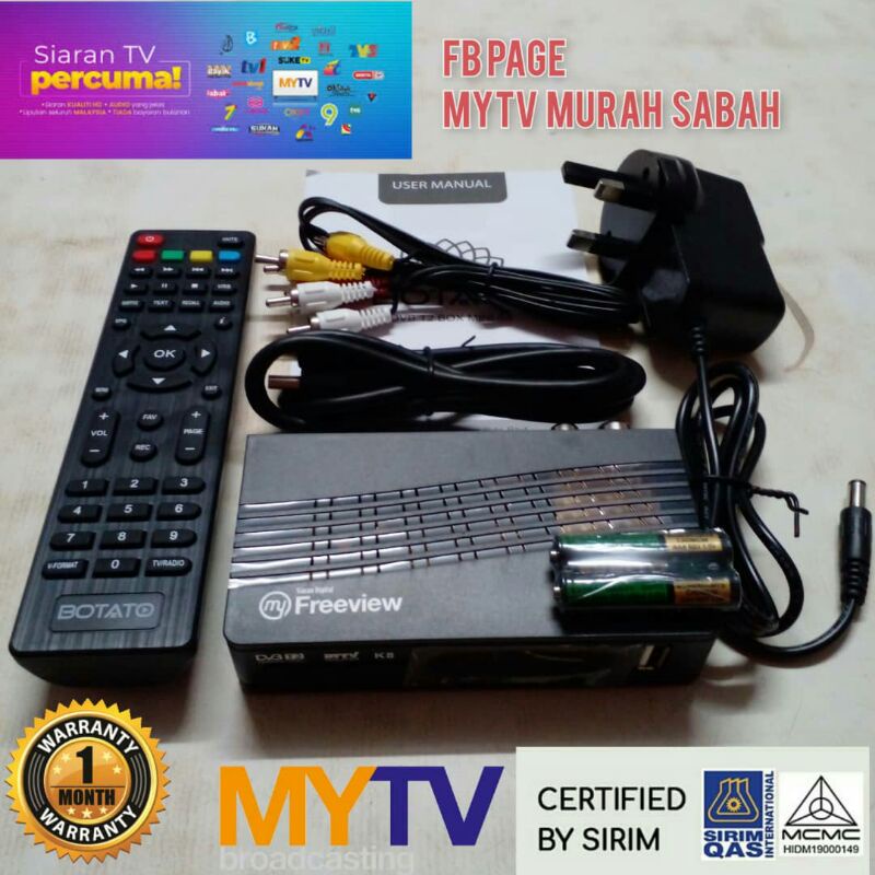 (SIRIM)ORIGINAL MYTV DEKODER BOTATO+YOUTUBE VERSION MYFREEVIEW DVBT-2 ...