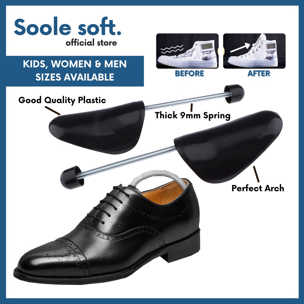 𝗦𝗼𝗼𝗹𝗲 𝘀𝗼𝗳𝘁. Plastic Shoes Tree Spring Stretcher Expander Adjustable ...