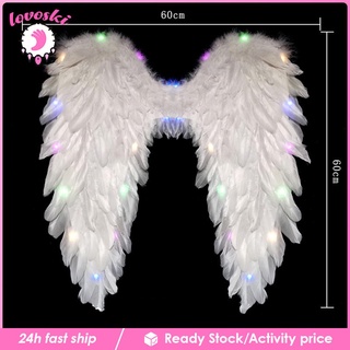 3pcs Natural Feather Material White Angel Wings Set, Perfect For Festival  Angel Costume, Photo Shoot, Stage Performance And Cosplay Prop