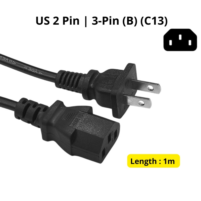 (C5 C7 C13) Power Cord / Power Supply Cable / Power Connector / 2-Pin ...