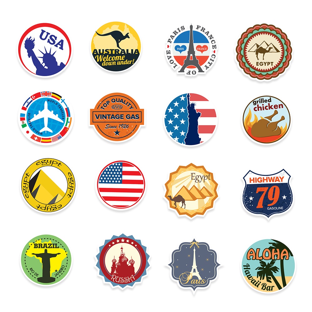 Luggage stickers from around the world deals