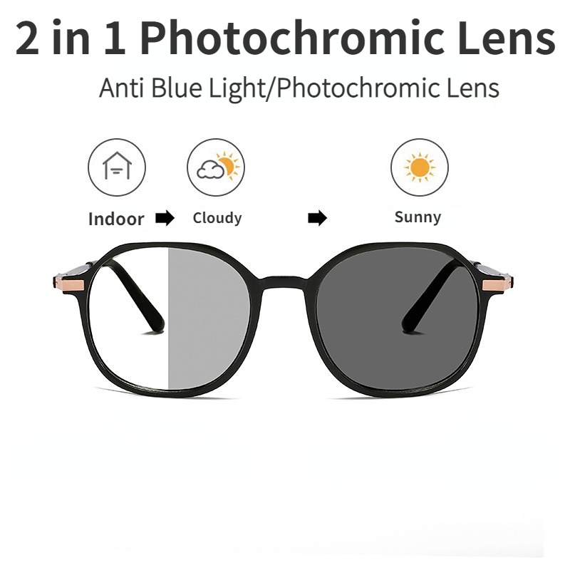 Photochromic Anti Radiation Eyeglasses For Womenmen Anti Blue Ray Transition Eyeglass Shopee 2164