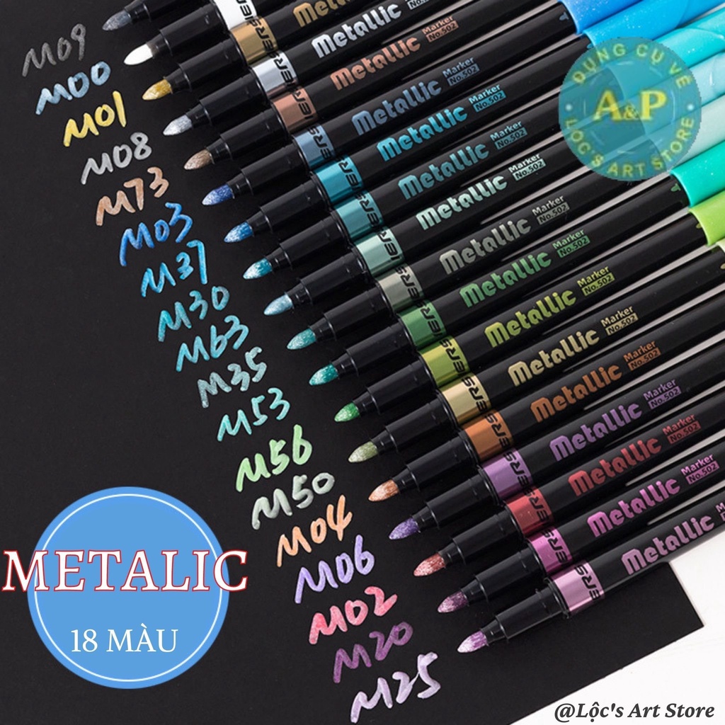 [Loc'S Art Store] Metalic Marker Pen IERS 18 Colors MultiPurpose