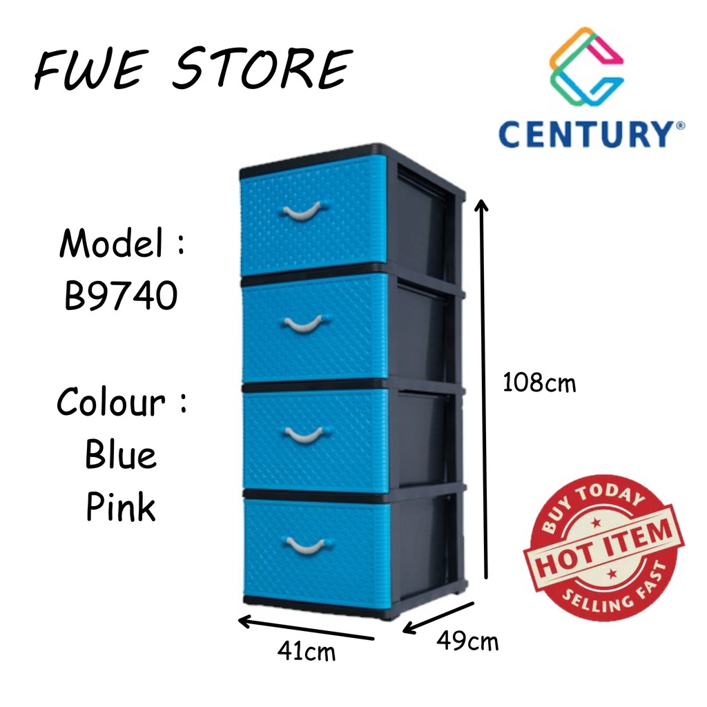 Century 4 Tier Plastic Drawer / Cloth / Storage B9740