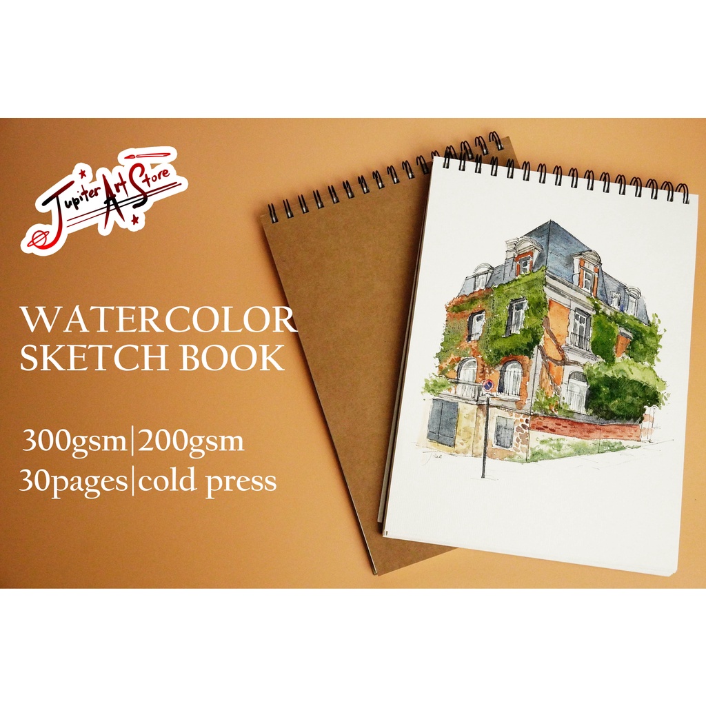 Watercolor Sketch Book Thick Paper 300gsm 200gsm Medium Rough 30 sheets  Drawing Book Sketching Inking Paper