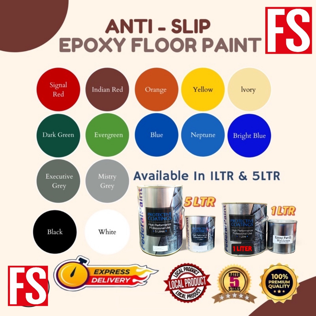1L//5L FEDERAL EPOXY FLOOR PAINT [HEAVY DUTY] PROTECTIVE & WATERPROOF