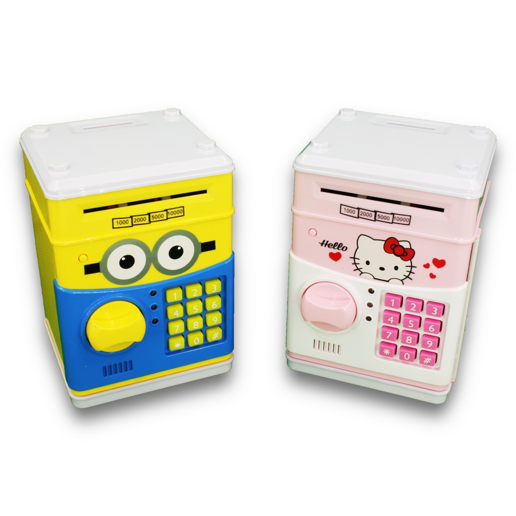 READY STOCK🔥Minion Hello Kitty Money Piggy Bank Smart Telephone Booth