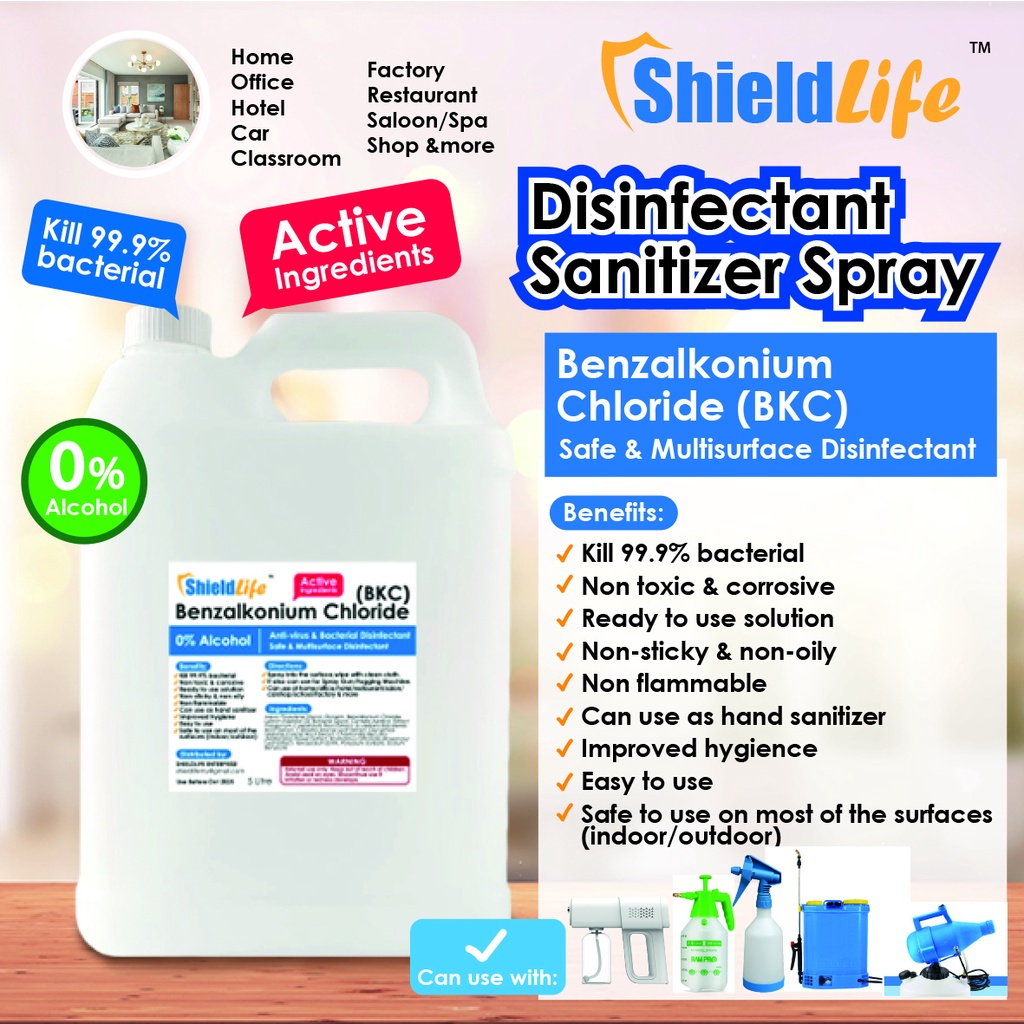 BKC Antibacterial Sanitizer (Benzalkonium Chloride BKC) Non-Alcohol ...