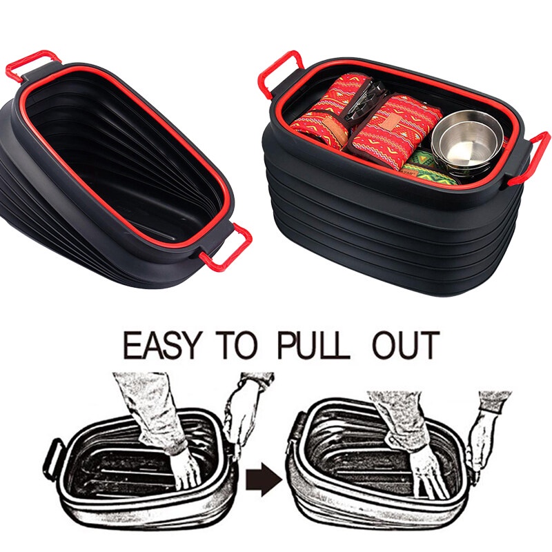 Black Car Boot Organiser Collapsible Storage Box Foldable Container ...