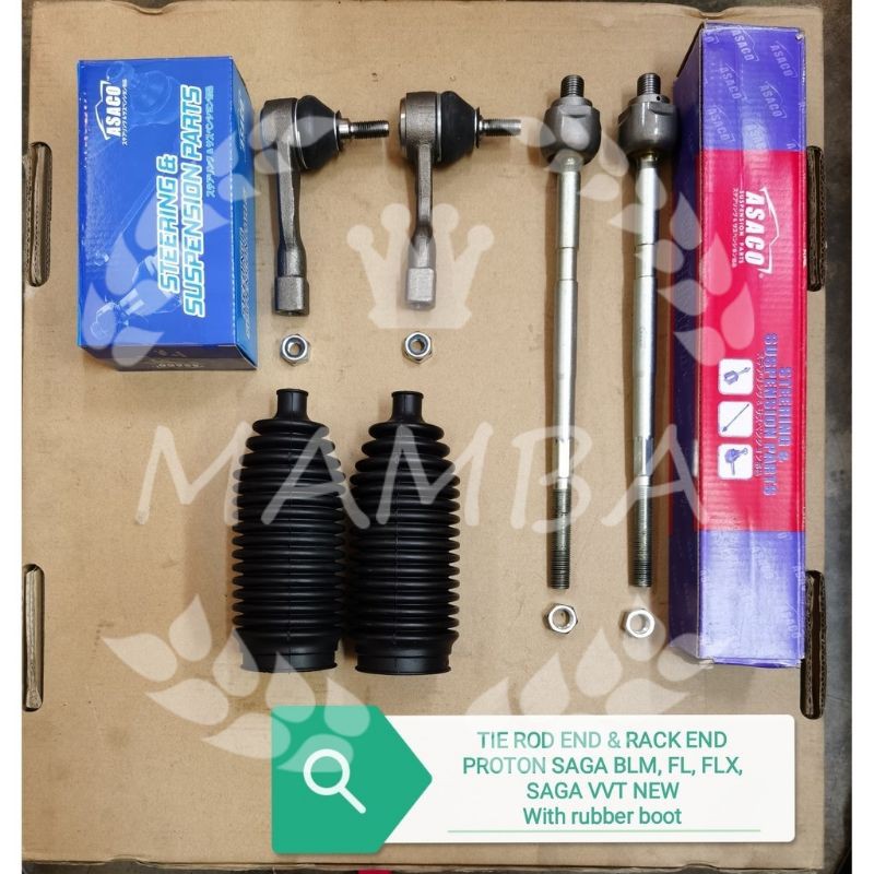 PROTON SAGA BLM, FL, FLX, SAGA VVT NEW TIE ROD END & RACK END SET WITH