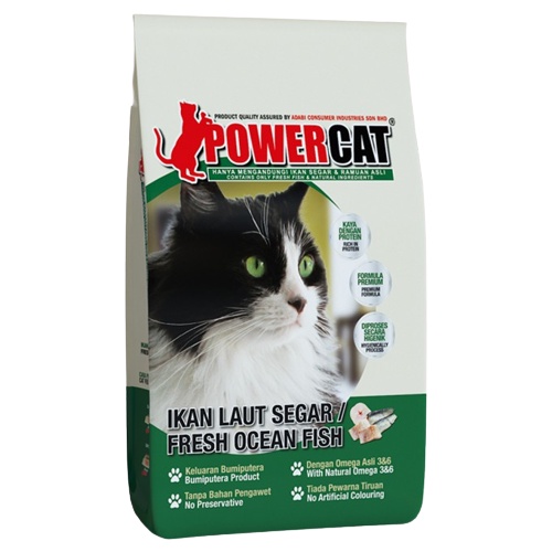 Power Cat 7kg Dry Cat Food Ocean Fish Tuna Kitten / Makanan Kucing Berkualiti Adabi Bumiputra
