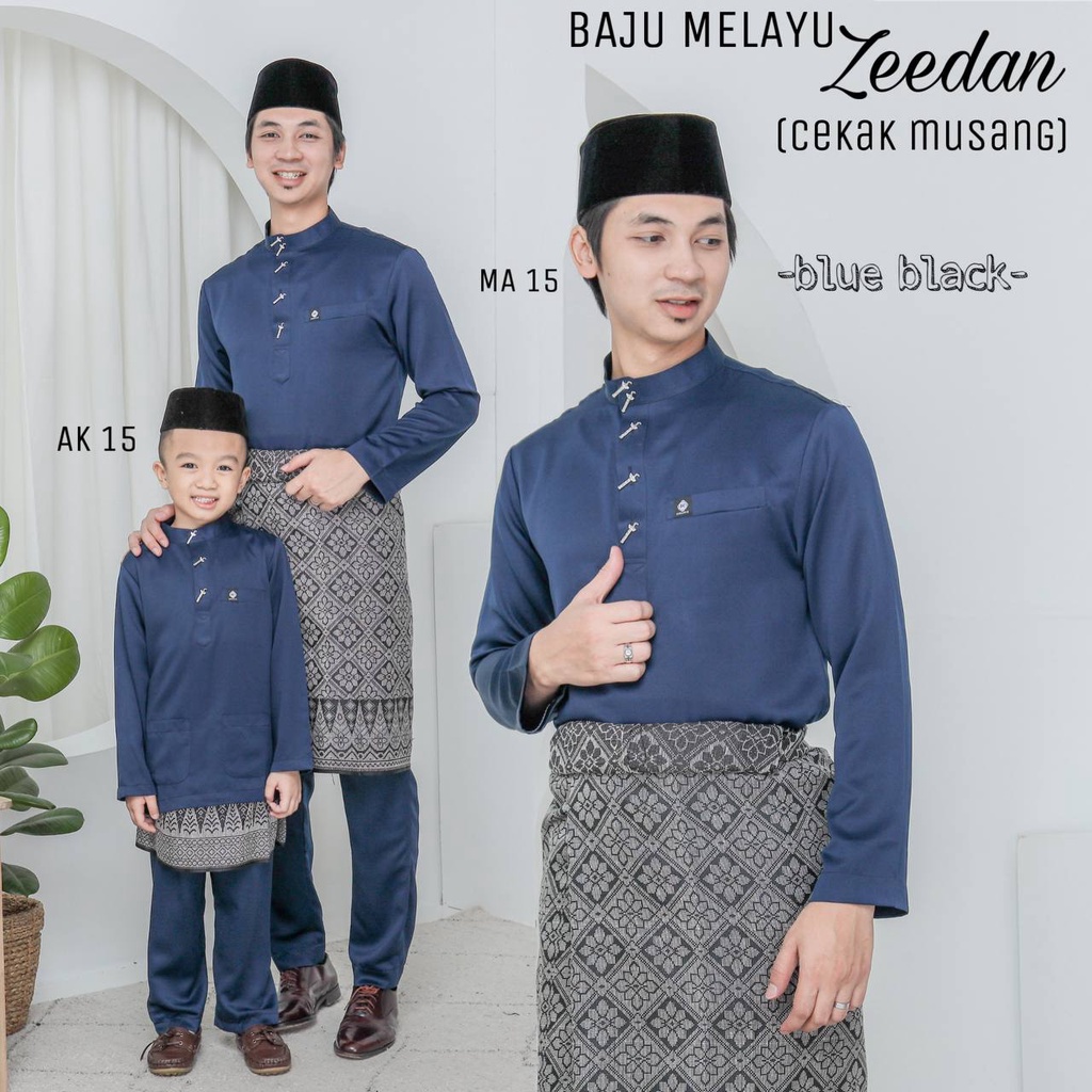 BAJU MELAYU CEKAK MUSANG DARK BLUE SEDONDON AYAH ANAK. BAJU MELAYU ...