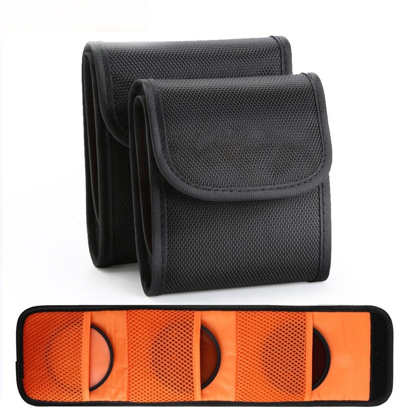 Lens Filter Pouch Wallet Case 3 Pockets Bag for 3777mm UV CPL ND