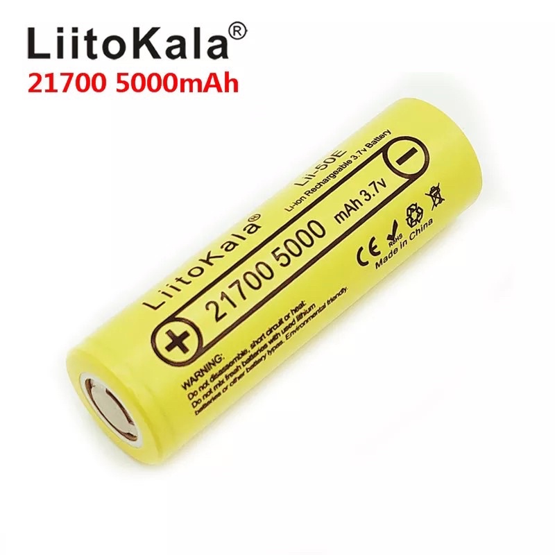 LiitoKala Lii-50E Original 3.7V 21700 5000mAh Rechargeable Battery 15A ...