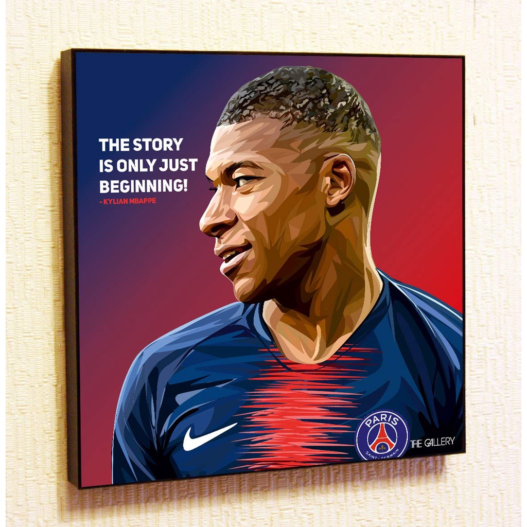 Kylian Mbappe Psg France Football Soccer Framed Poster Pop Art For