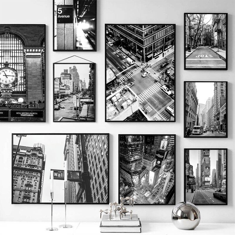 New York City Print Picture Black & White Wall Art Canvas Painting ...