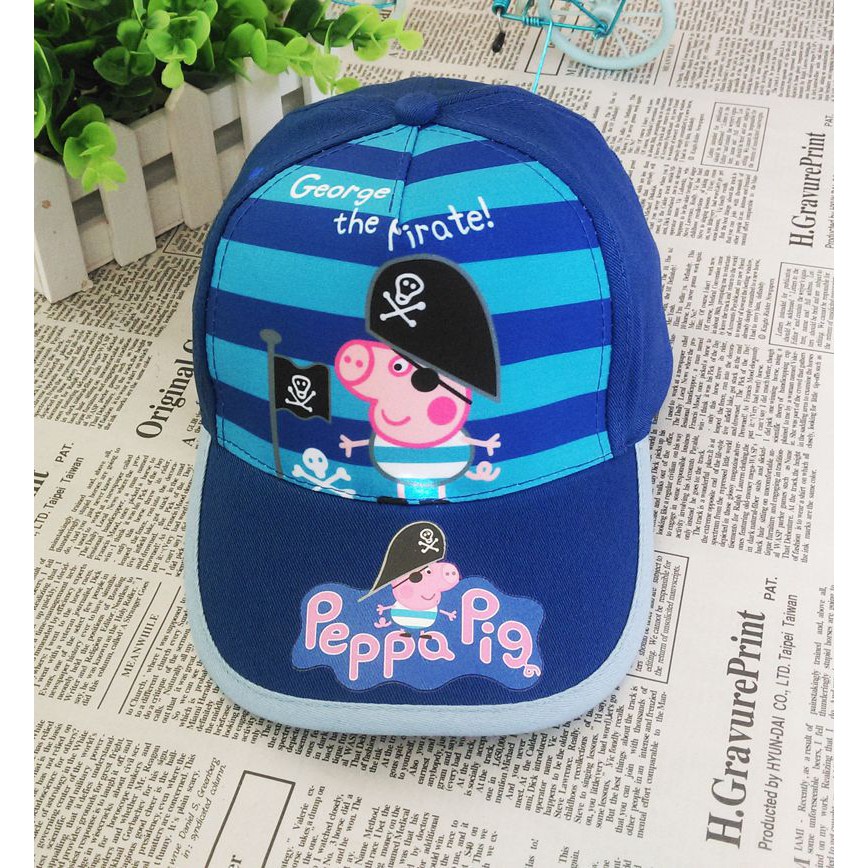 Babyhug Cotton Peppa Pig Print Summer Cap Yellow - Diameter 57 cm