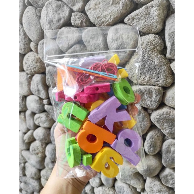 Letter sponge strings / meronce packages / educational toys / sensory ...