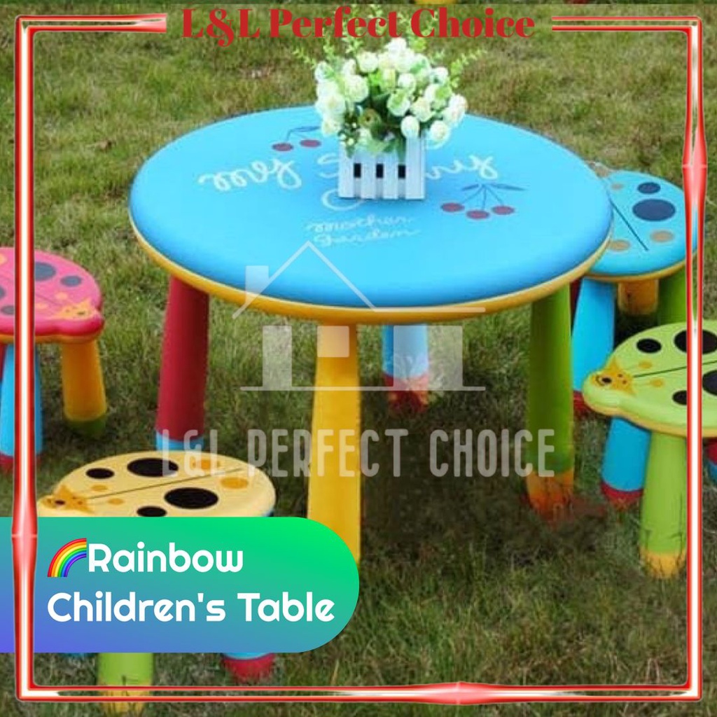 Round Junior Kids Kindergarten Children Study Drawing Table Meja ...