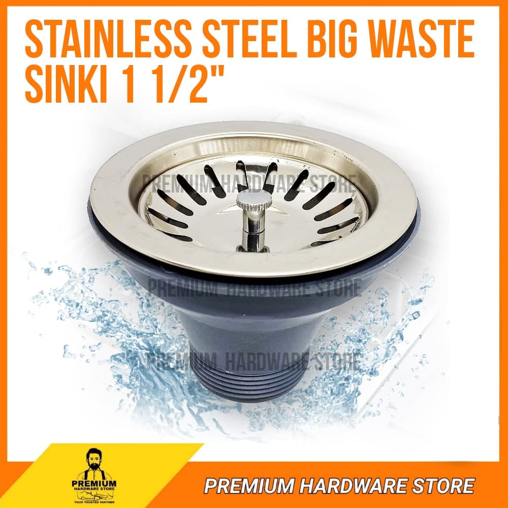 STAINLESS STEEL BIG WASTE SINGKI SINKI 1 1/2 INCH / KITCHEN SINK DISH ...