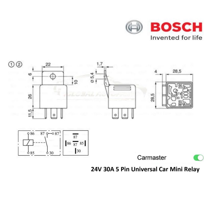 Bosch Mini Relay 12V 30A 5 Pin (Made in Portugal) | Shopee Malaysia