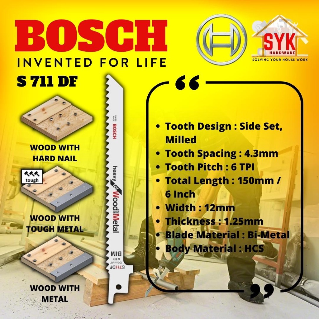 SYK BOSCH Flexible For Wood and Metal Reciprocating Saw Blade Mata