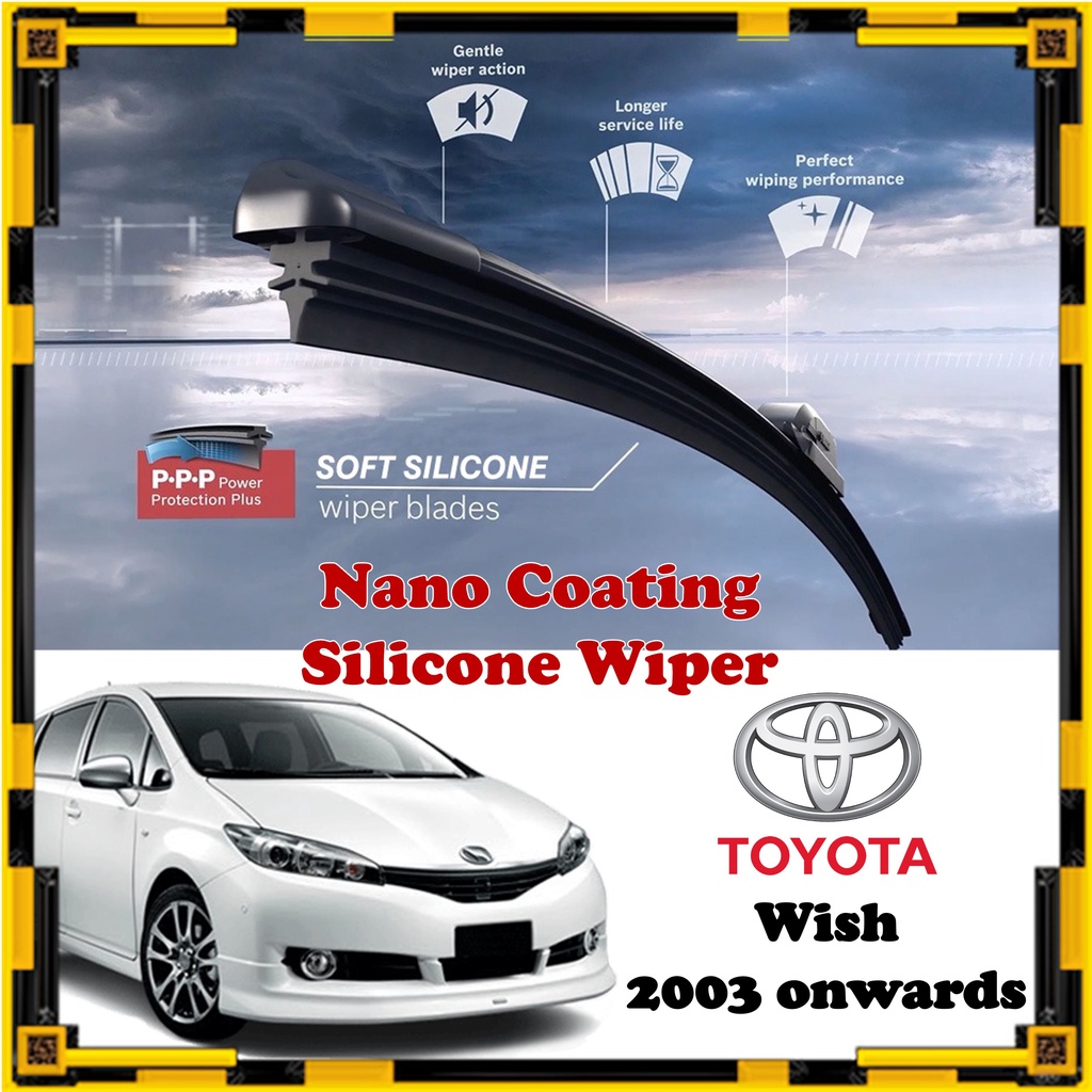 Toyota Wish Nano Coating Soft Silicone Car Wiper Blades 1 Pair