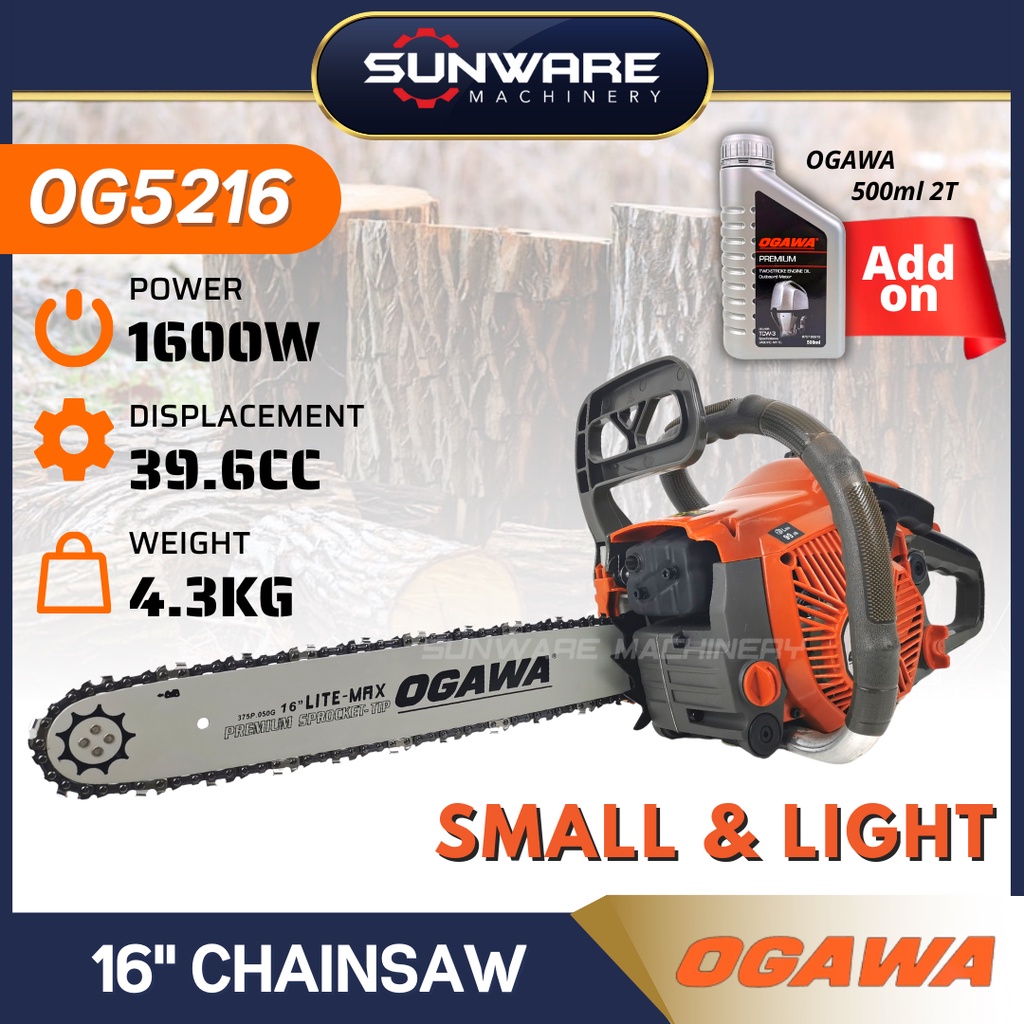 OGAWA OG5216 Chainsaw 16" | More Light Super Powerful Professional Chain Saw (Same MS170)