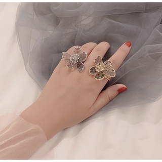 🇲🇾 Ready Stock Premium Elegant Crystal Flower Floral Big Dinner Ring 