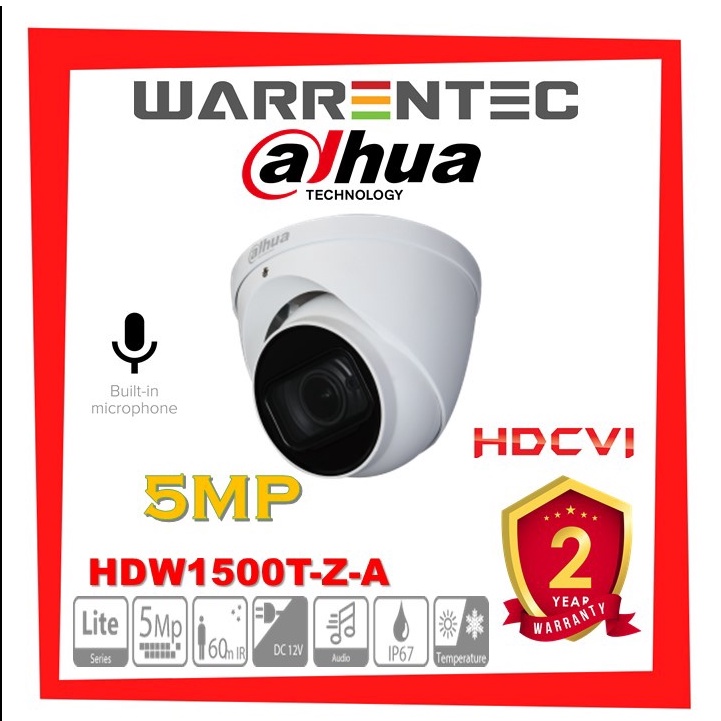 Camara De Vigilancia 5mp C/mic Vrf, Dahua Hac hdw1500t z a Color Blanco