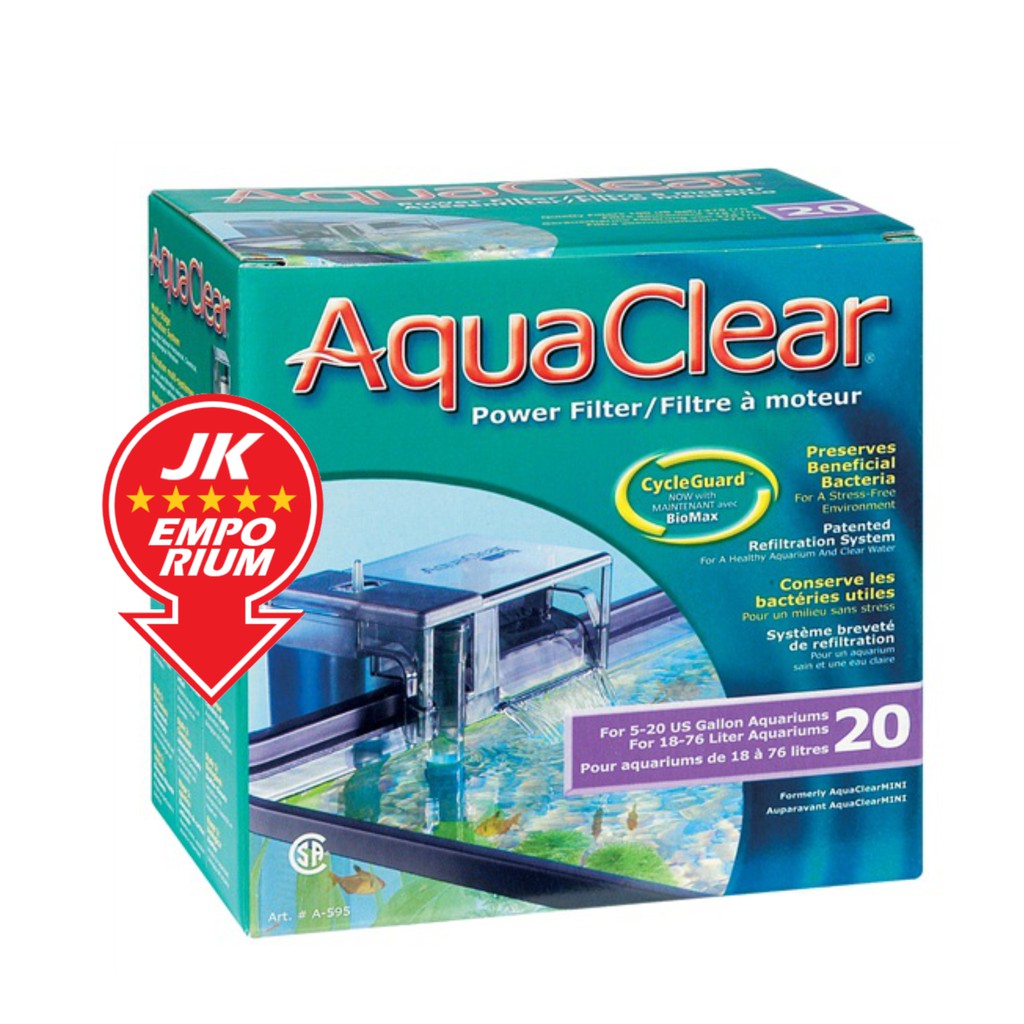 Hagen AquaClear 20 Power Filter Hang On Back HOB Aqua Clear Clip