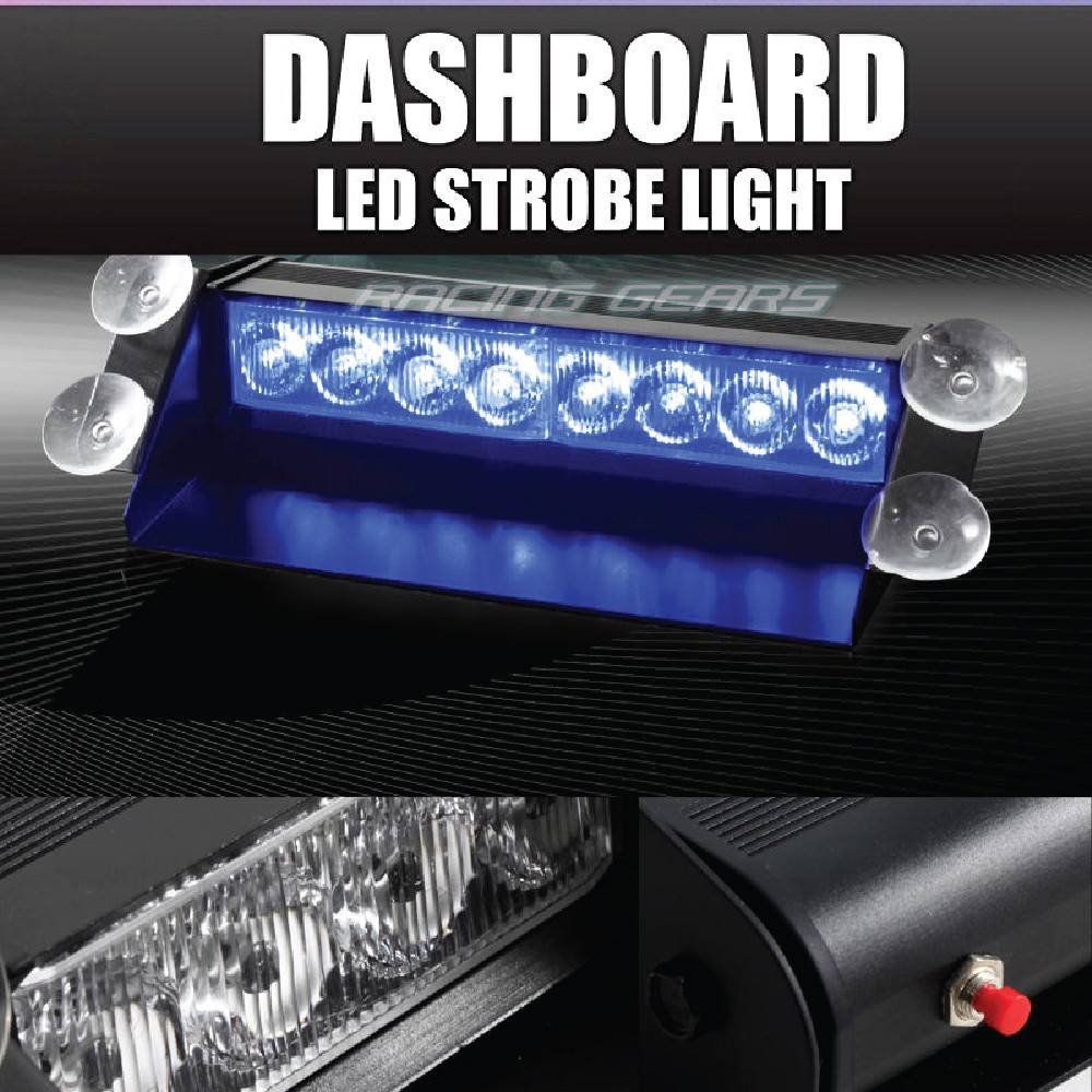 [M'SIA READY STOCK] LED 8W Power Emergency Vehicle Dash Warning Strobe Flash Light Blue/Lampu