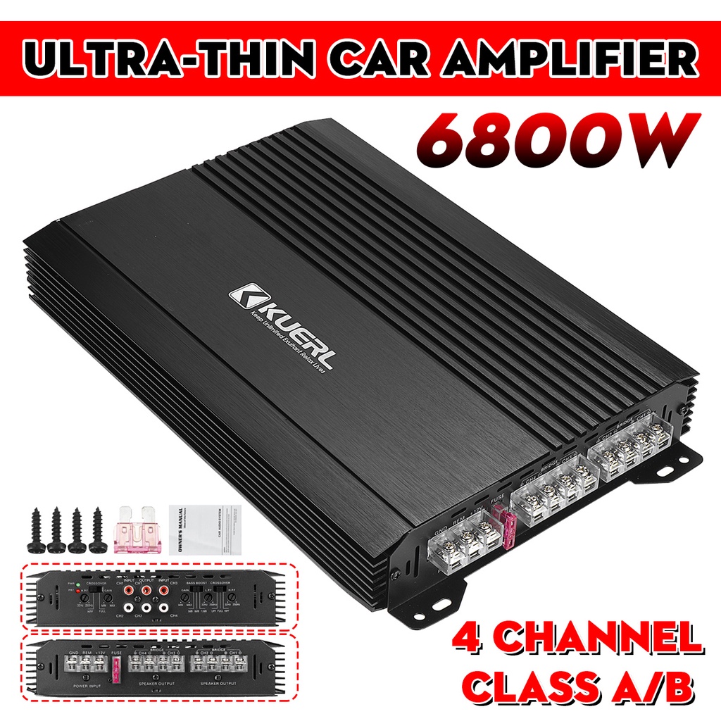 12V 6800W 4 Channel A/B Car Audio Amp Powerful Amplifiers Car Amplifier