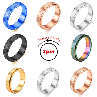 Anti-anxiety Spinner Fidget Rotating Ring Silver Rings Adjustable Unisex  Gifts