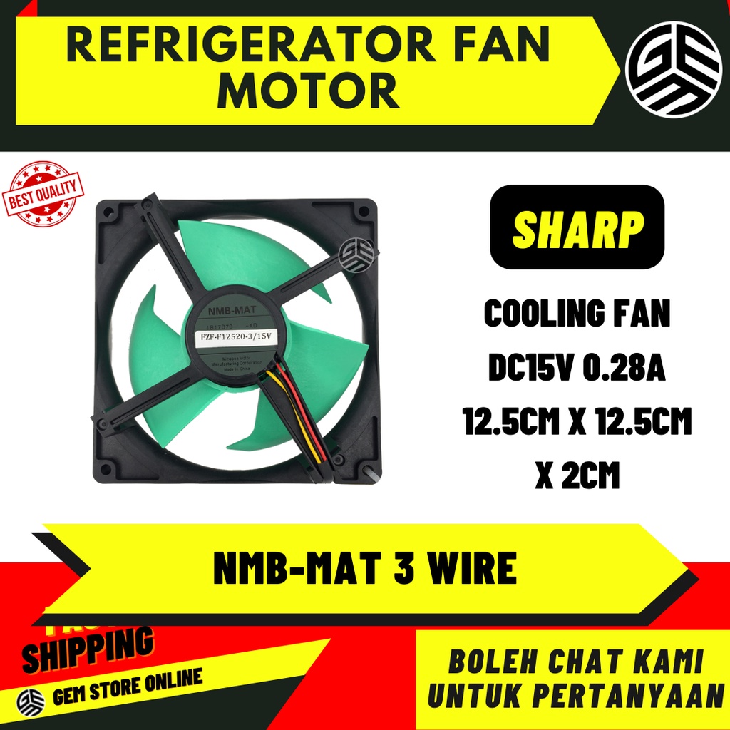 SHARP REFRIGERATOR MOTOR FAN / KIPAS PETI SEJUK 3 Wire DC Fan Motor ...