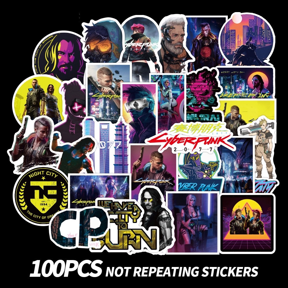 100PCS CYBERPUNK GAMING Vinyl Decal graffiti STICKERS bomb for laptop ...