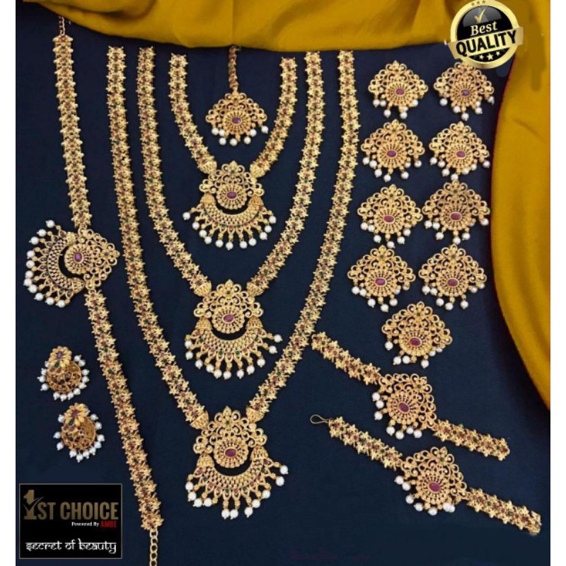 Ishin Blue  Colour Gold Plated Jewellery Set